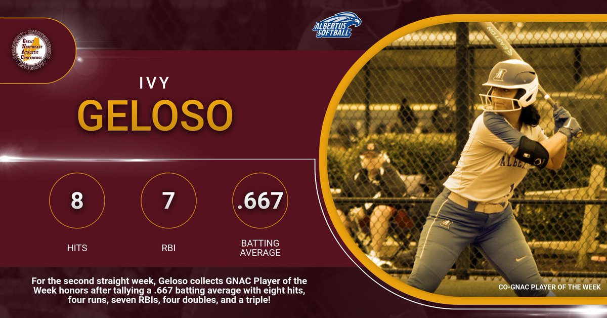 Albertus_Sports's tweet photo. For the second straight week and the third time this season, @amc_sb's Ivy Geloso has been named @TheGNAC Player of the Week!!!
๐ฐ - https://t.co/AivZoDvJOw
#fearlessfalcons | #thisisFalconawesome | #protecttheNEST https://t.co/veIequO8OR