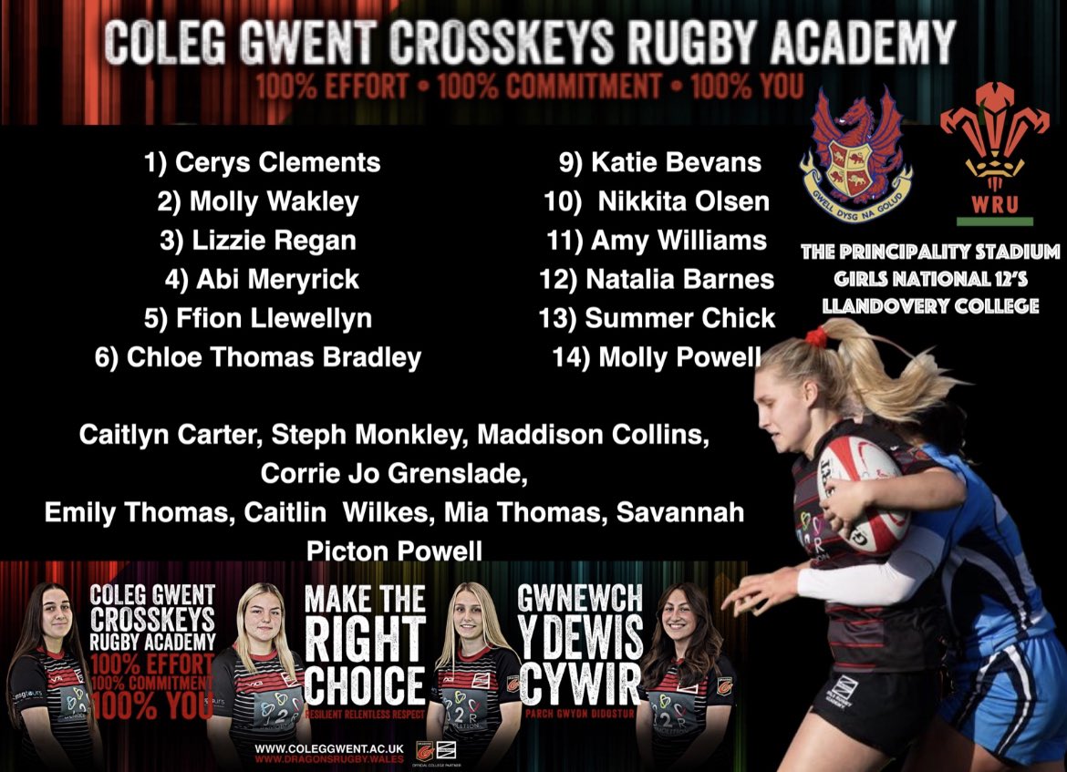 Girls of Gwent Rugby Academy (@coleggirls) on Twitter photo The squad to play in the National Girls 12’s final tomorrow against <a href="/LlandoveryColPE/">LlandoveryCollege PE</a> <a href="/principalitysta/">Principality Stadium</a> <a href="/coleggwent/">Coleg Gwent</a> #RoadToThePrincipality <a href="/ScottyM67/">Scotty</a> The squad to play in the National Girls 12’s final tomorrow against <a href="/LlandoveryColPE/">LlandoveryCollege PE</a> <a href="/principalitysta/">Principality Stadium</a> <a href="/coleggwent/">Coleg Gwent</a> #RoadToThePrincipality <a href="/ScottyM67/">Scotty</a>