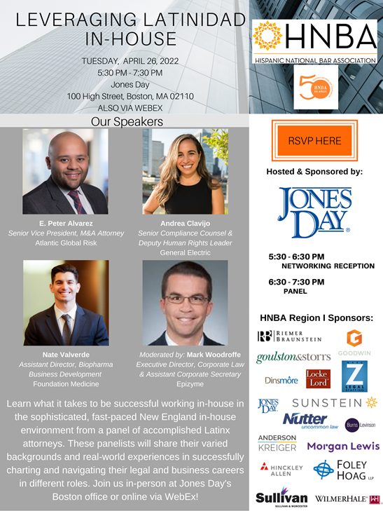 We are delighted to facilitate this timely discussion with host and sponsor <a href="/JonesDay/">Jones Day</a>, tomorrow, 4/26. If you'd like to attend, please email hnba@jonesday.com. Look forward to seeing you there!