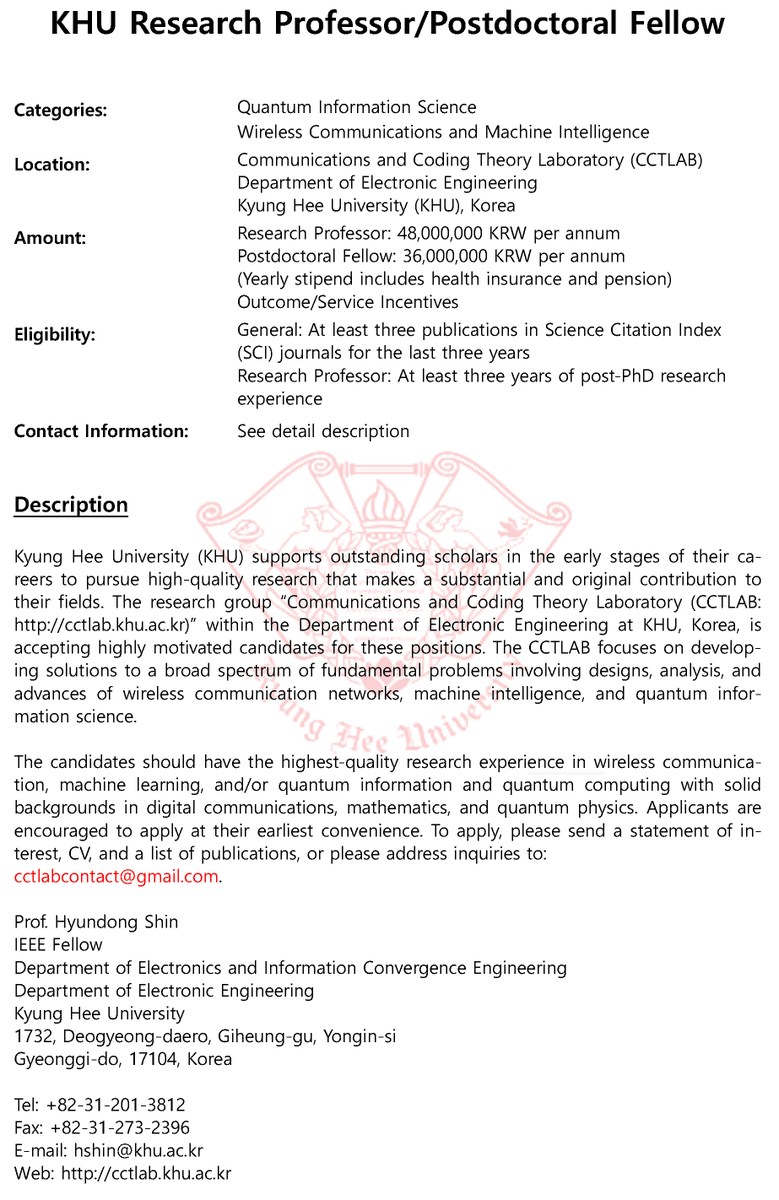 Post-doc Position in CCTLAB