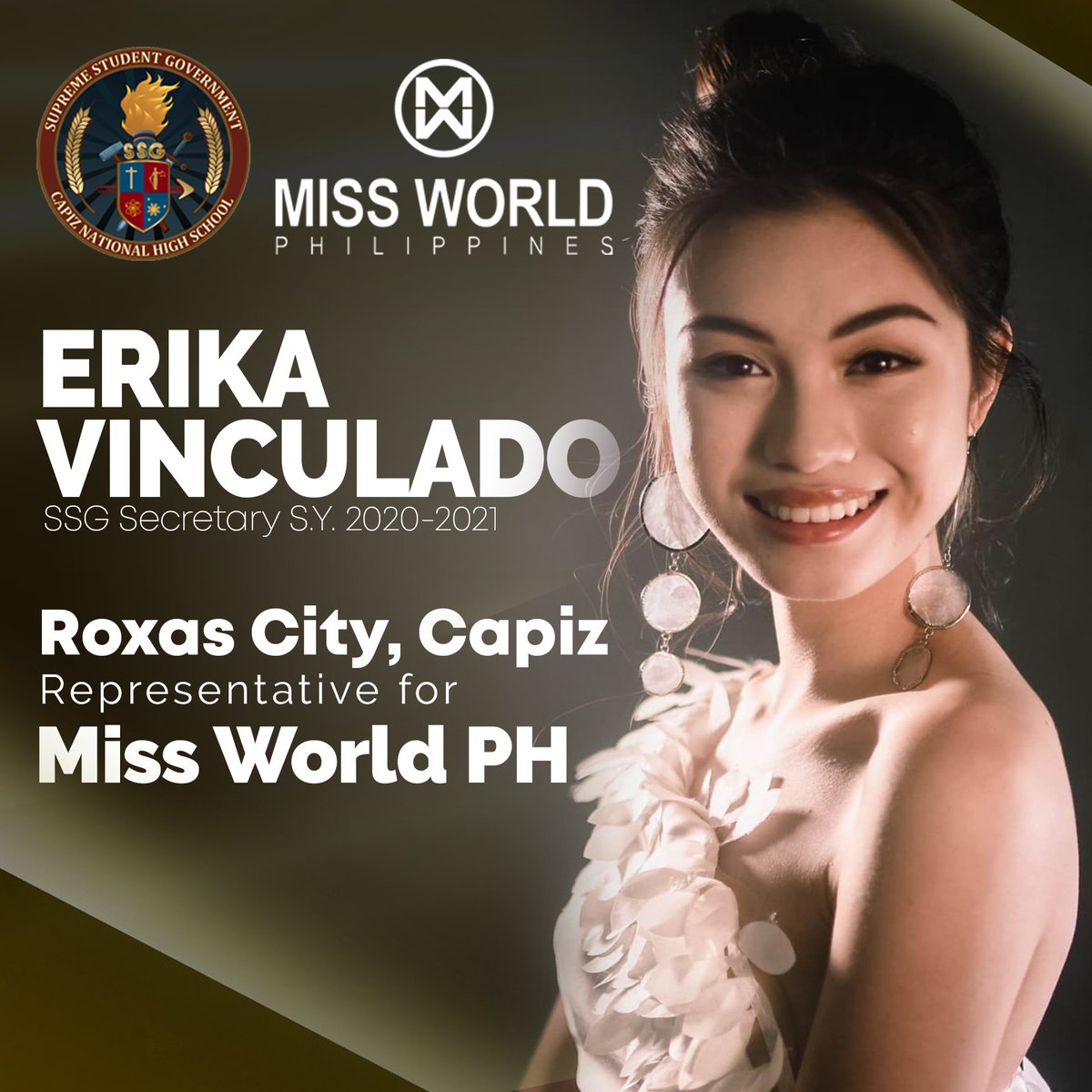 CAPISAY CONQUERS THE WORLD! 👑✨

We congratulate our former Secretary of SSG, Ms. Erika Vinculado, for making it to the Miss World Philippines 2022! 

Let us join and support her in her journey of becoming the #ExceptionallyEmpoweredFilipina that she is! ✨