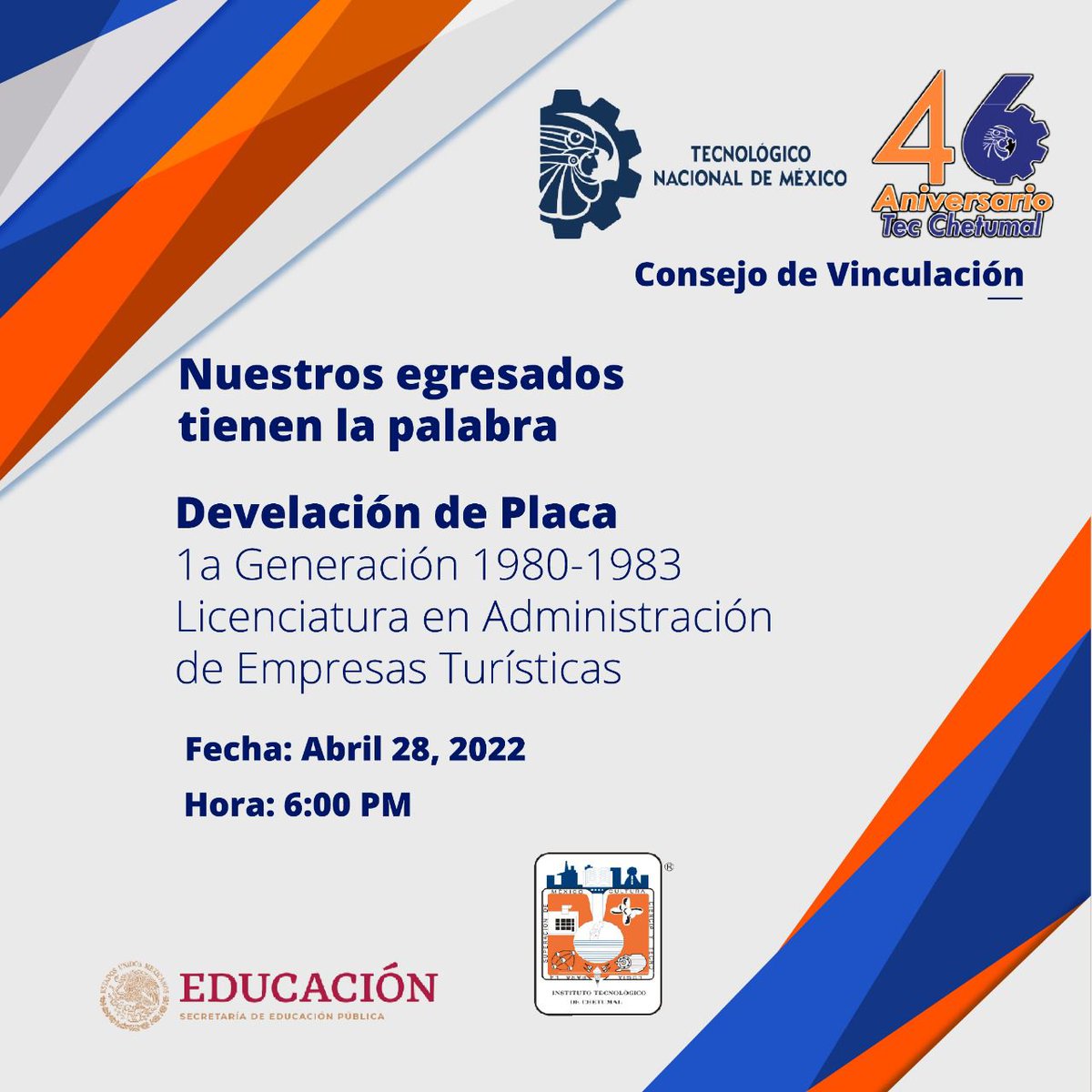 #FraternidadMapache #PrimeraGeneración de #LicenciadosEnAdministraciónDeEmpresasTurísticas del <a href="/IT_Chetumal/">TecNM - Chetumal</a> les invitan a la #DevelaciónDePlaca este 28 de abril a las 18:00 hrs en nuestra #AlmaMater #OrgullosamenteMapaches  <a href="/gota82/">Adriana Gongora</a> <a href="/licsergiochago/">Sergio Chalé Gómez</a> <a href="/manuel8canul5/">Manuel Alberto Canul</a> <a href="/CarlosM56561117/">Carlos Maldonado Pérez</a>