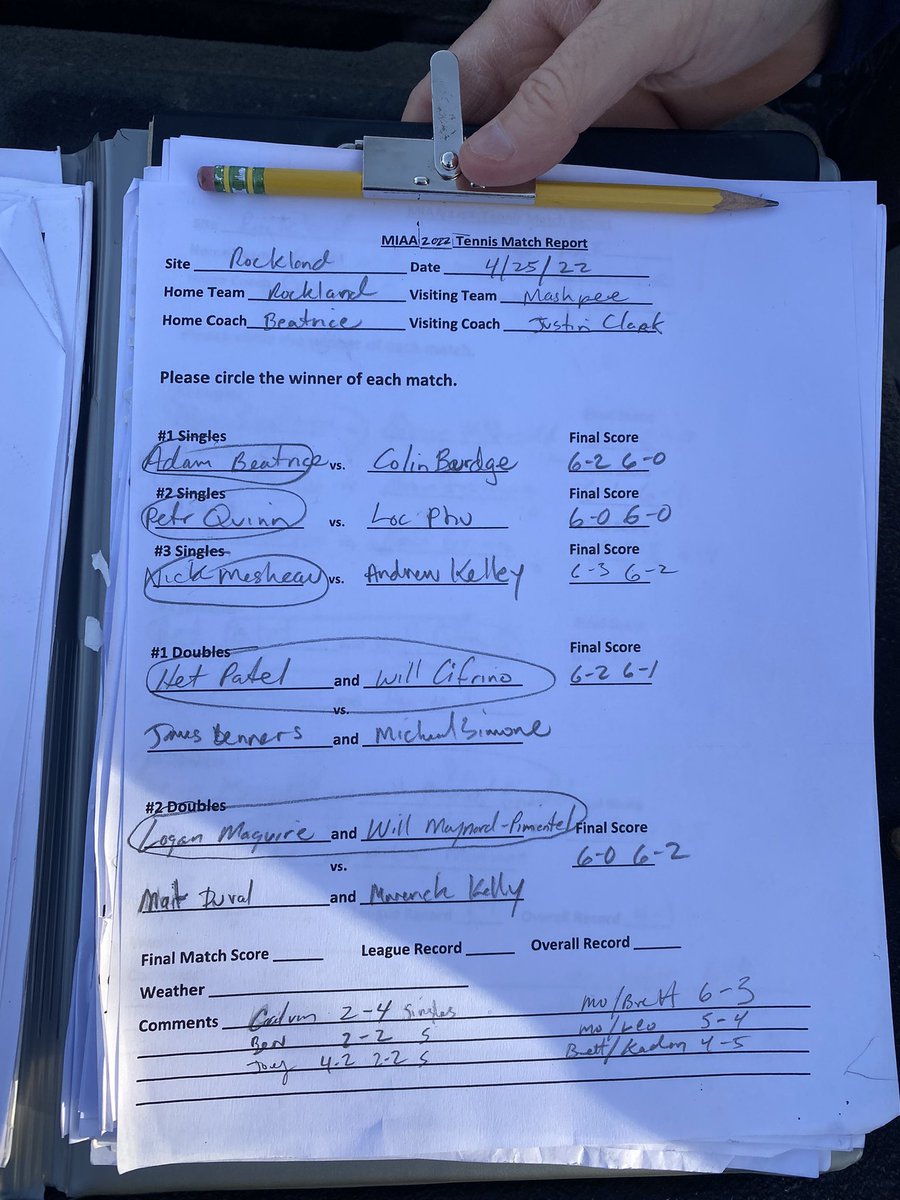 MashpeeTennis's tweet photo. Boys tennis falls 5-0 to Rockland today @MashpeeAthletic https://t.co/YcgZmzw0Qz