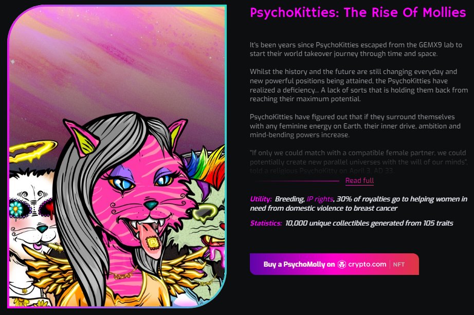 PsychoKittiesOG's tweet photo. You can now take your PsychoKitty or PsychoMolly and make money with it.🌧️💸 (click on IP Rights for more info)

Should we create a #monetizationMastermind channel on Discord?🤨

@Ugonzo_art @ElRealGenius #Cro #NFTCommunity #NFTGiveaway https://t.co/dp631DJoTJ
