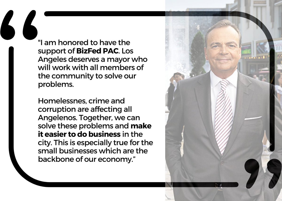 BizFed's tweet photo. .@BizFedPAC is proud to endorse @RickCarusoLA in the @LACity mayoral race. He wants to build 30,000 shelter beds, add 1,500 officers, streamline housing production, and root out City Hall dysfunction. Business leaders believe #CarusoCan.

PRESS RELEASE: https://t.co/vcmtZys9VI https://t.co/7cX4YKlgxY