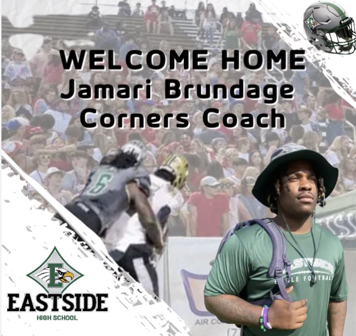🚨 NEW STAFF ALERT 🚨

WELCOME BACK HOME Eastside Eagles Own <a href="/BrundageJamari/">him</a> And Our New Corners Coach‼️ 

Once An Eagle, Always An Eagle 🦅

#WeBleedGreen #OurStandard 
#TraditionNeverGraduates