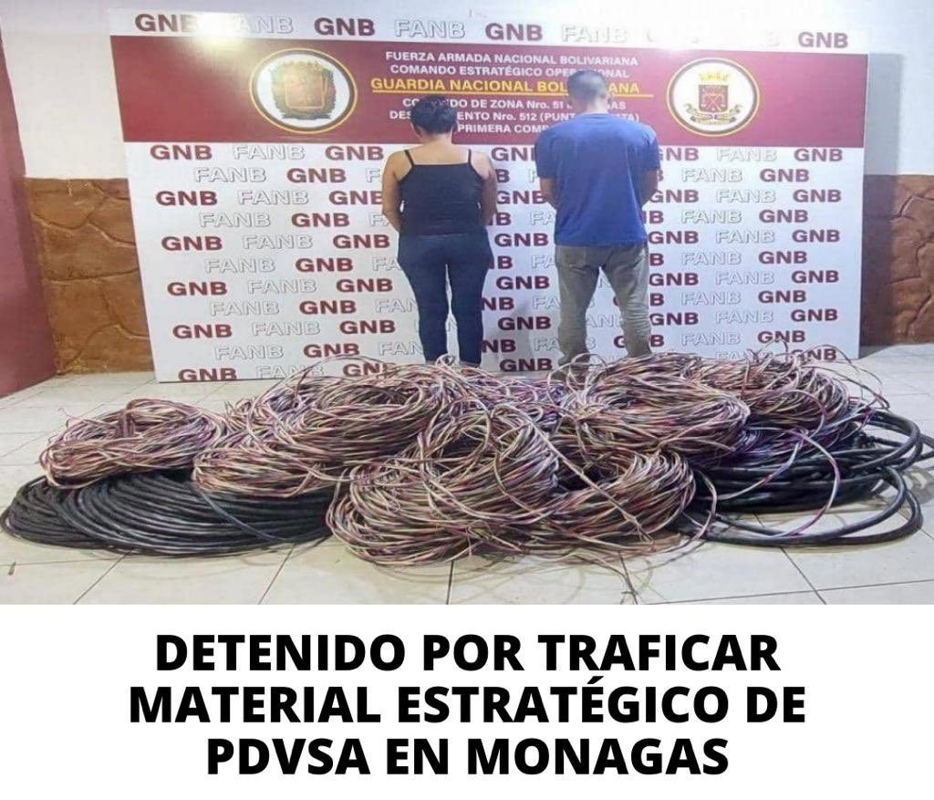 TarekWiliamSaab's tweet photo. 1) DETENIDOS  en #flagrancia  2 sujetos q sustrajeron 16 rollos de cables de las instalaciones de PDVSA, el cual pretendían comercializar de forma irregular en el mcipio Ezequiel Zamora del edo Monagas: La Fiscalía 3° imputó a Lucy Vicent y Henry Blanco https://t.co/MvGHmT9Pqv