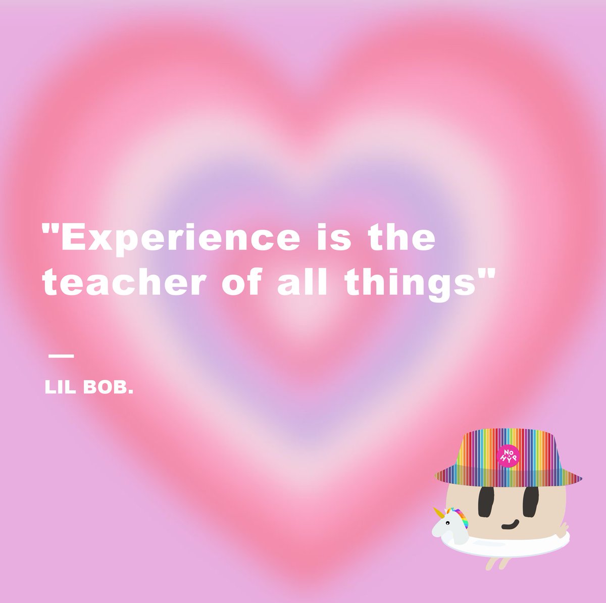 "Experience is the teacher of all things."

Lil BOB is always full of energy to cheer you up. 
Check our discord for more! 
discord.gg/TbnQDS3MQv

#NFT #LilBobNFT #quote #love
