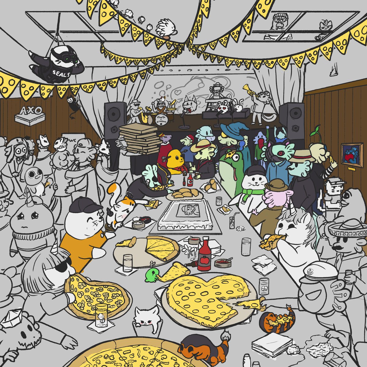✨Art update✨
Started on the flats! Fun with a lot of characters, but they take a ton of time! It's all good! Until next week! ❤️ #NFTartist #artstream #GoodVibes