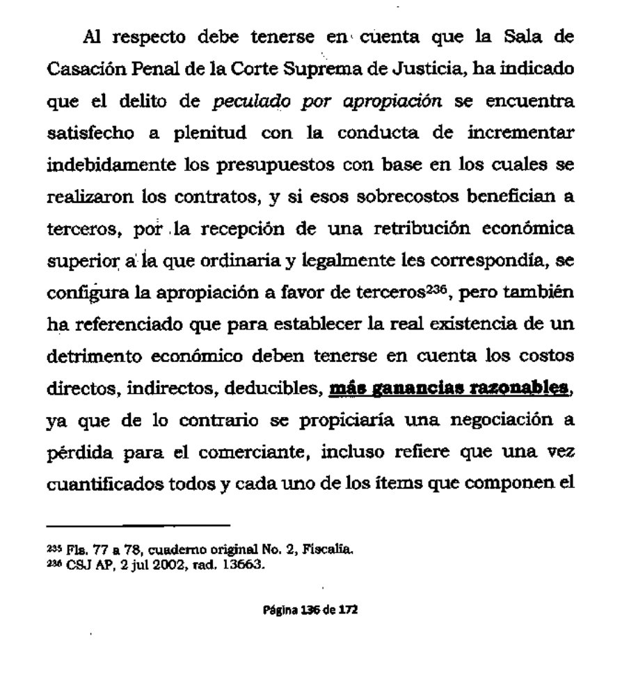 alfesac's tweet photo. IMPORTANTE fallo CSJ I INS. Para comparar precios en sobrecostos (peculado) deben considerarse gastos de transporte, estampillas, impuestos, pólizas, legalización, más la ganancia razonable del contratista (un 15% no es “colosal”). No es suficiente con cotizaciones en Bogotá. https://t.co/btXNiYaUc1