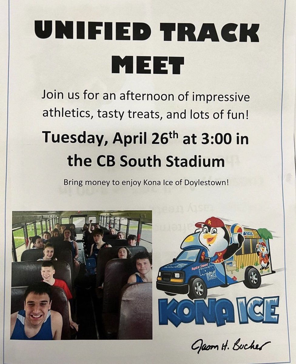 Come out tomorrow and support <a href="/unified_cbs/">CBS Unified Track</a> for their Pack the Stands event! Wear your <a href="/CBSouthHS/">CB South</a> gear and cheer on the Titans beginning at 3:00 PM! <a href="/CBSDSchools/">Central Bucks SD</a> #Southside