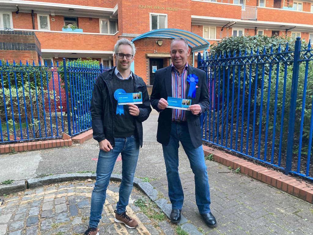 With our Mayoral candidate Elliott   Weaver meeting residents in Three Colt Street today.