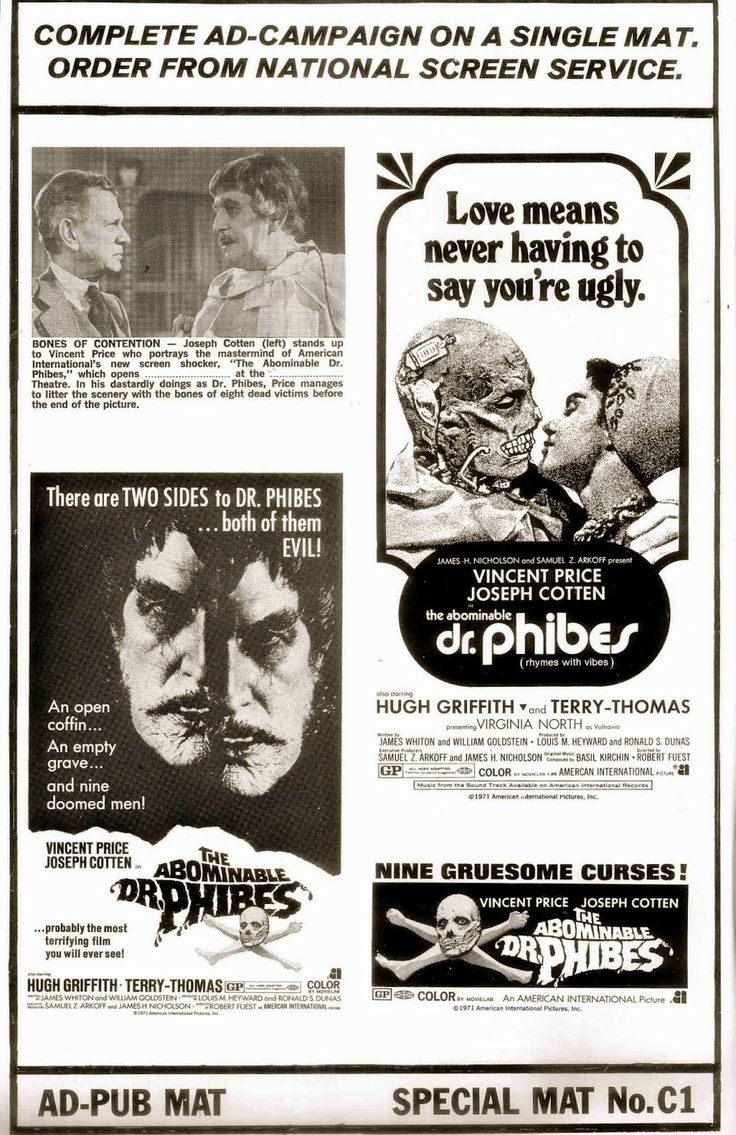PhibesForever's tweet image. Indeed Richard Dean -  original ad kit Ffor The Abominable Dr. Phibes ad campaign from A.I.P. #ForeverPhibes