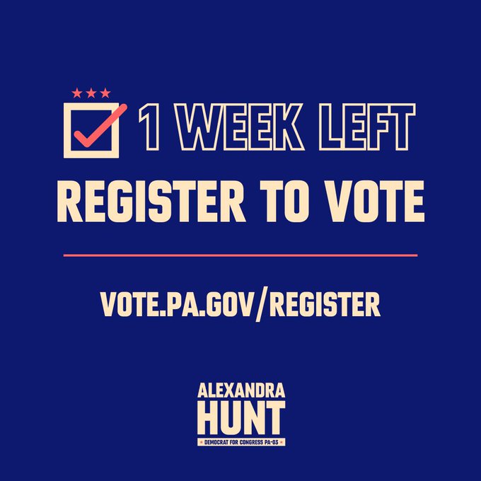 We need your vote. But to do that you must be registered and there&rsquo;s only 1 week left to do it‼️ Register