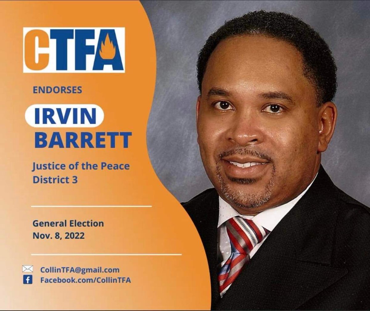 TXFacultyAssoc's tweet photo. One of our local chapters, Collin TFA, has endorsed 3 candidates in their county elections. We love to see our local chapters supporting candidates who believe in faculty, staff, students, and higher education. @Murray4CCJudge @williamsforcc4 @ILBarrett https://t.co/zy5dZyzJuE