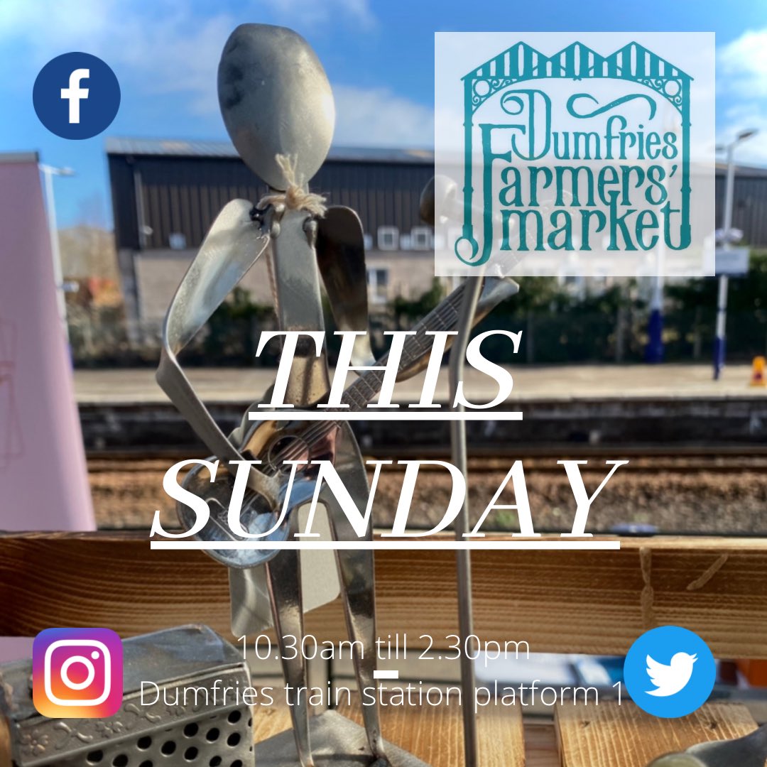 Save the date, for this Sunday we are back once again. We bring together the best produce our amazing region has, all under the beautiful glass Pavilion roof at Dumfries Railway Station. 

#dfmhaul #shoplocal #dumfriesfarmersmarket #dumfriesandgalloway #dumfriesandgallowaylife