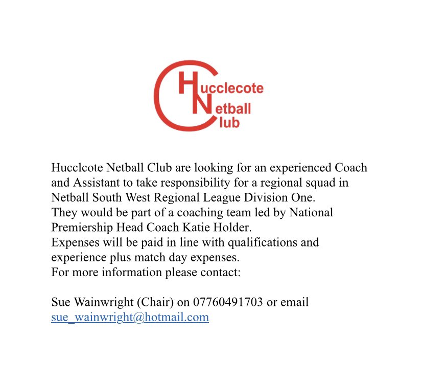 HNC_Netball's tweet photo. 🚨We are recruiting🚨
Please feel free to pass on and/or share. A great opportunity ❤️🖤 https://t.co/asVotciMiq