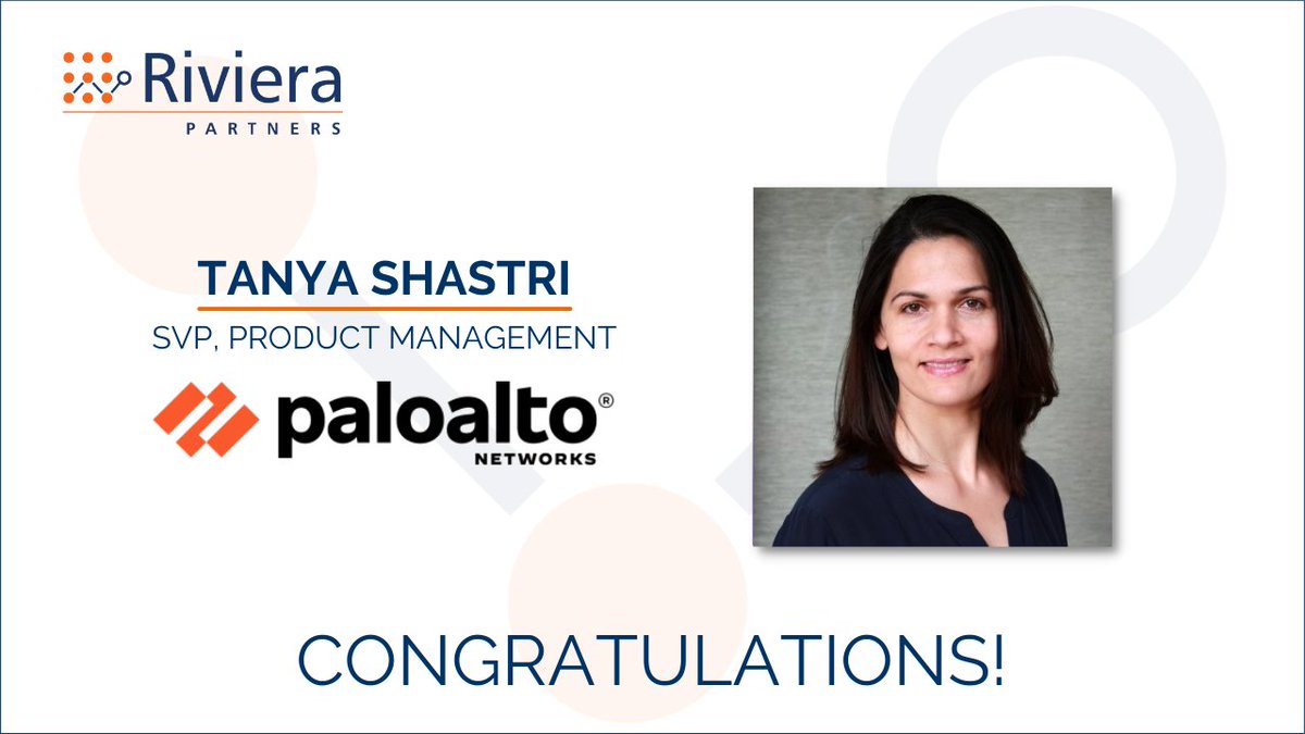 Congratulations to Tanya Shastri on your new role as SVP, Product Management at <a href="/PaloAltoNtwks/">Palo Alto Networks</a>! 

Great work by Jeff Campbell!

#Riviplacement #RivieraPartners #techleadership #hiring #recruitment #recruiting #executivesearch