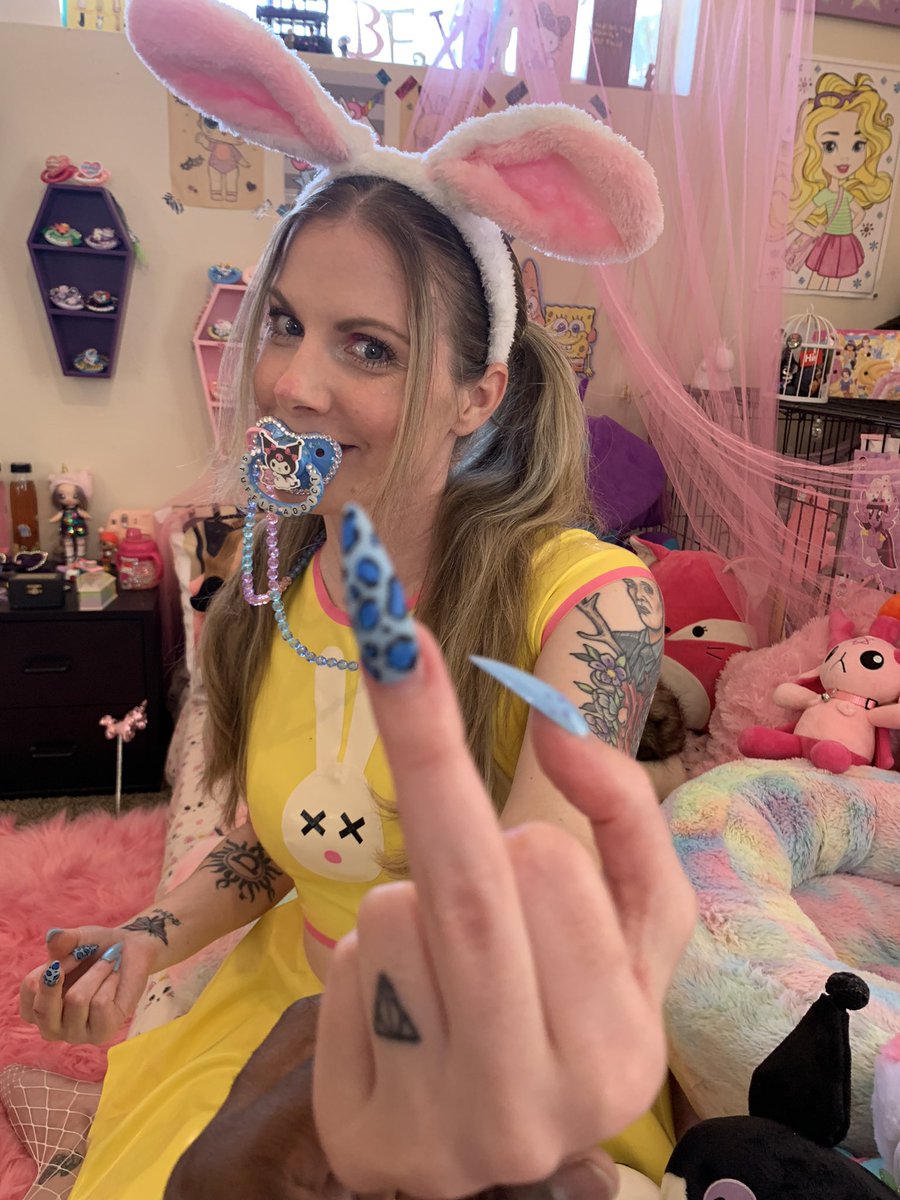 New Kuromi “Stuffie Addict” paci, lanyard, and bunny cow Squishmallow from spacecruising.shop Plus I got a Kuromi pouch to clip onto the paci and lanyard (for my vape mod) *Pics Set 1 #ddlg #kawaii #sanrio #ageplay #ageregression #kink