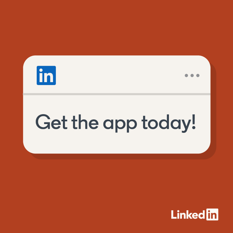 LinkedIn's tweet photo. Whatever kind of job you're looking for, LinkedIn is here to help. Download the app now and start searching for your next big opportunity.