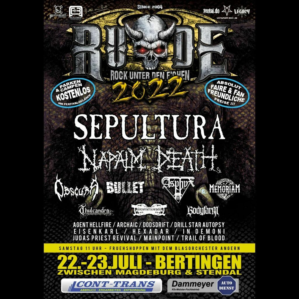 It's an honor to announce that we'll play at @rockunterdeneichen_de  and share the stage with such amazing bands! 🤘 🔥

Stay tuned for more details to come!

#berlinmetalhead #nwotm #thrashfuckingmetal #newthrash #newthrashmetal #newwaveofthrashmetal … instagr.am/p/Ccyhxq_ILTj/