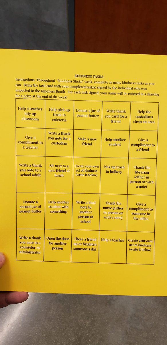 VossMiddle's tweet photo. It’s Kindness Week! Students have a variety of tasks each day and a kindness bingo card to help spread kindness &amp; joy. Thank you Voss Counselors for leading the initiative! @BoerneISD https://t.co/a4QoDSIe3o