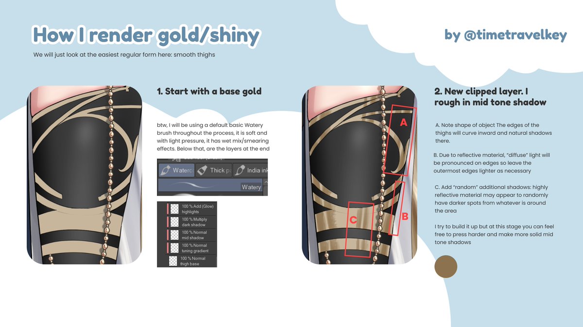 keyokku's tweet photo. 🎨Art Tips: How I render gold/shiny🎨

I know ppl liked how I render my gold esp on my L2D vtuber model so I thought I'd share what I do! Hope this helps get you started!

🔃RT spread the knowledge if you like!

#vtuber #vtuberuprising #ArtistOnTwitter #Artists #CLIPSTUDIOPAINT https://t.co/62NhHor8hY