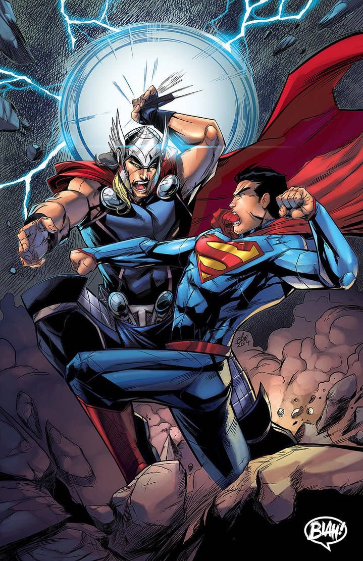 RT @BigSupermanFan: Superman vs Thor, illustrated by Blah! https://t.co/x3a11bVYB5