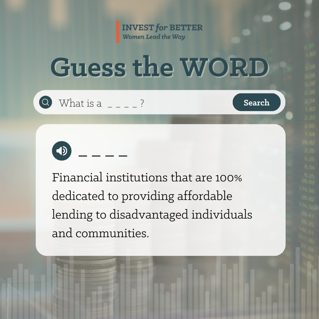 With the 1-year anniversary of Activate Your Money’s publication coming up on May 11th, here is the next 'Guess the WORD’ game. Please feel free to comment as many times for a chance to win a free one-year membership to IFB for yourself or a female friend! Best of luck!