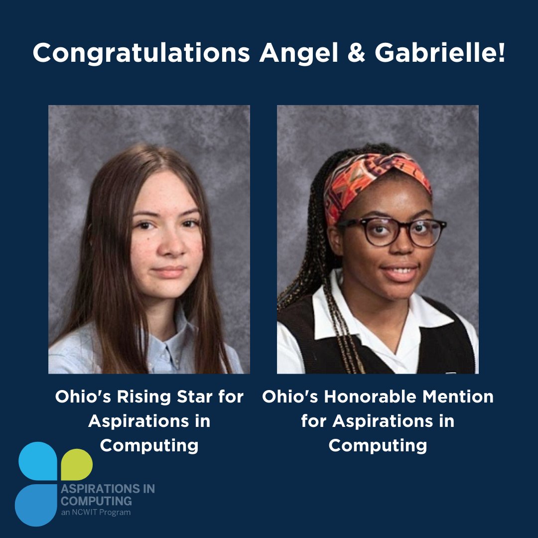 SaintMartinCLE's tweet image. Congratulations Angel '23 and Gabrielle '22 on winning one of the 2022 @NCWITAIC Awards for Aspirations in Computing (AiC)! This award is given to those who have computing related interests, achievements and experience
#SMDPHS #LionPride #NCWITAIC
