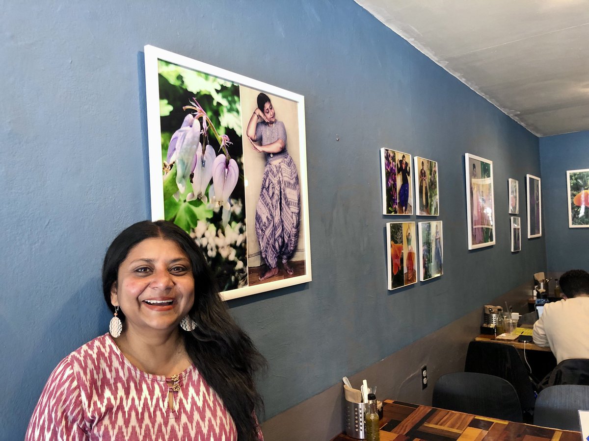 berkeleywali's tweet photo. Thrilled to have prints of my #sari and #odissi #dance powered recreations of #californianativeplants up at Guerilla cafe! Drop by before May 15! Plus they have yummy food & coffee.
#plantpeople #southasianartist #immigrant #madeinberkeley #flowersofberkeley @berkeleyside @CNPS https://t.co/ONsoWfwghg