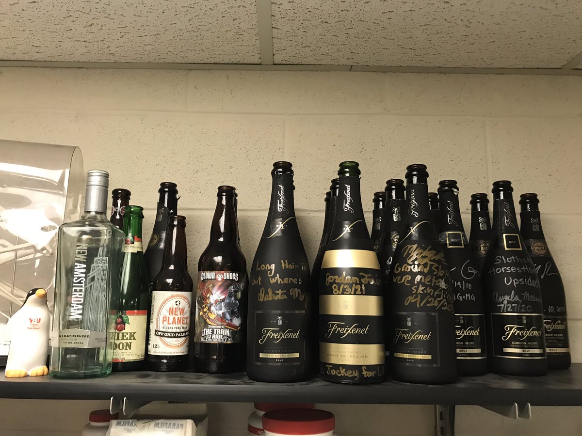 biomechanicsYSU's tweet photo. Another one down and another bottle on the shelf. Congrats to @deak_michael who submitted and excellent thesis today on extinct ground sloth integument and metabolism #Evolution #groundsloths #YSUSTEM #butcherlab https://t.co/ucpm2dOXIP