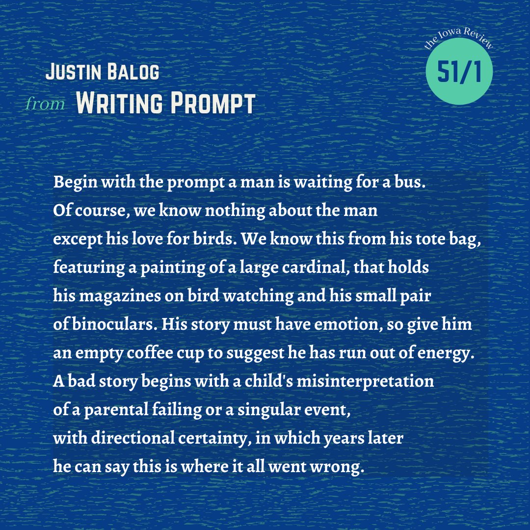 From the new issue: "Writing Prompt" by Justin Balog. Read the rest in TIR issue 51/1, available now!