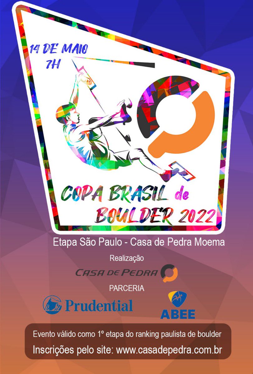 casadepedra's tweet photo. 1a Etapa ranking paulista de Boulder na Casa de Pedra Moema dia 14/05 a partir das 7H. https://t.co/8o8cMXnQ5D