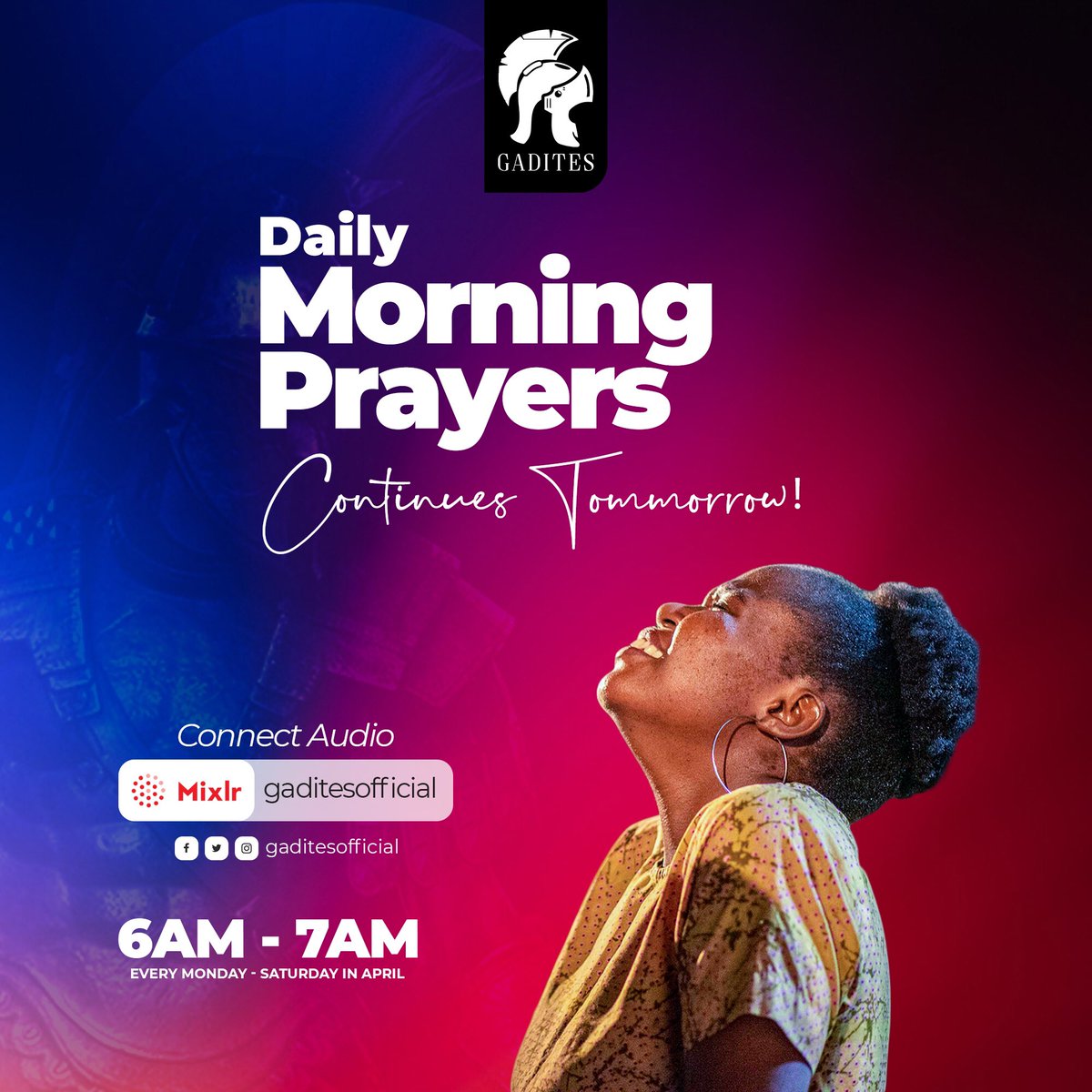 GaditesOfficial's tweet photo. We are being led in prayers as a company who would follow the Lamb wherever He goes.
Tune in TOMORROW via https://t.co/Zz1ZrBTQd3 as we continue to align with this ministry of Jesus, the Lamb of God!
#APRAYEL
#StayPraying
#GADITES
#ATroopCometh https://t.co/hisF4SmitF