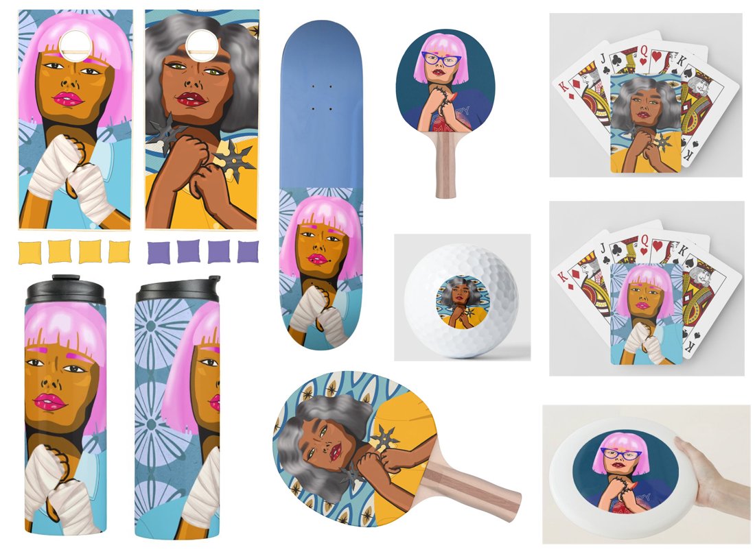 LogicLadyAI's tweet image. My idea is to create a variety of sports related merchandise with my @WomenandWeapons #WAWIPContest 🔥🔥😍