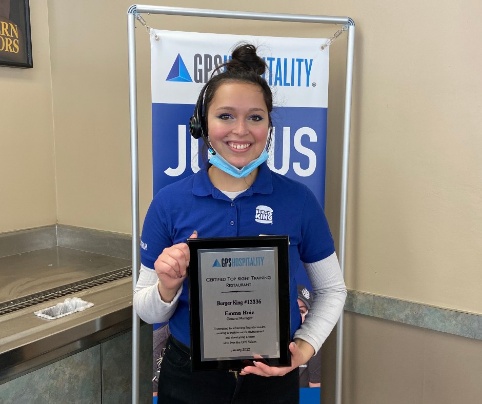 gpshospitality's tweet photo. Cheers to Emma R. at BK #13336 in Auburn, MI on being promoted to Top Right Training Manager. Emma started out as a crew member in 2019 & has been promoted every year since. We are #GPSproud of all you have accomplished and look forward to seeing you reach future goals. 💙 #TRTM https://t.co/JZda26rQDq