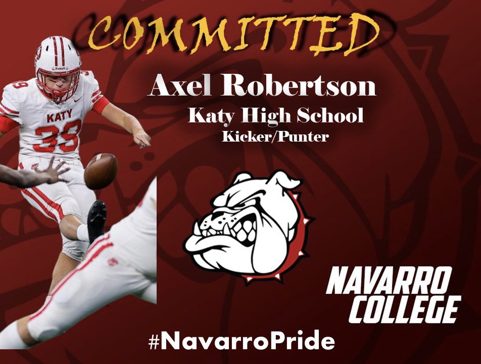 RobertsonAxel's tweet photo. I am excited to announce I have #Committed to play in the fall at @NCDAWGPOUND.  Thank you coach @IvicicTodd for taking a chance on me. Thanks to my @FootballKaty coaches, coach @svillarrealmd, and the entire @Katyfootball community. Could not have done it without my family. https://t.co/WwWxGod7DY