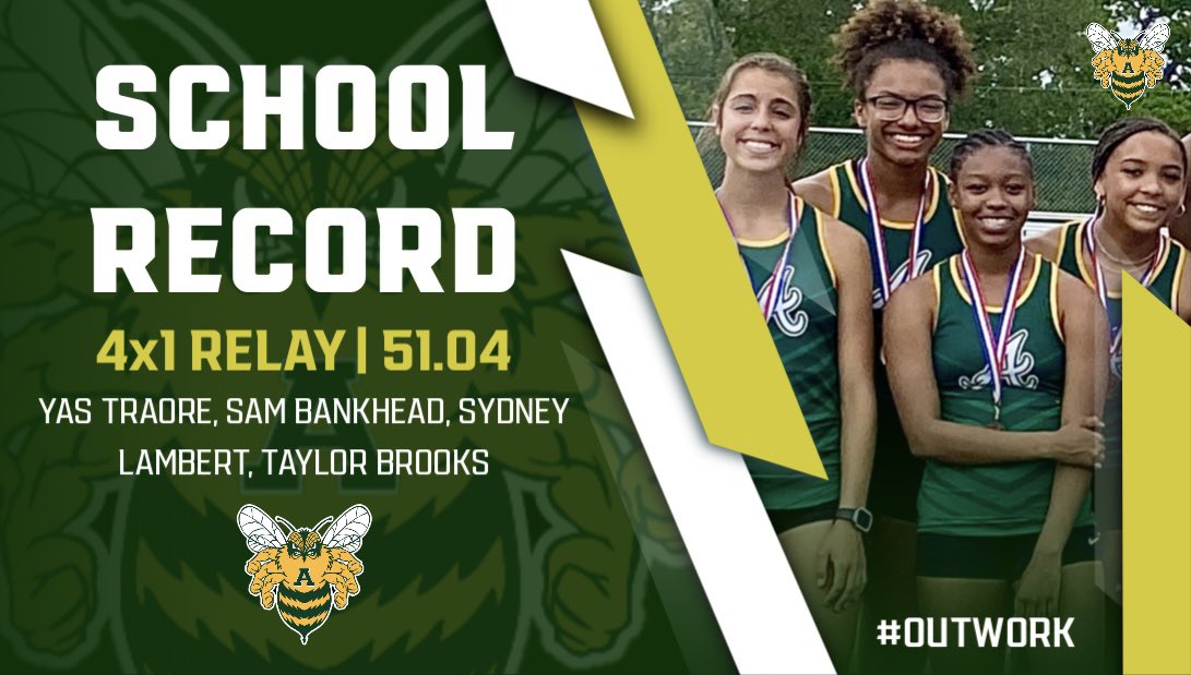 ladybeestrack's tweet photo. 🚨🚨9 year school record for the Sprint Relay has been broken🚨🚨

Way to go, Lady Bees! 🐝 https://t.co/UW972Zq92v