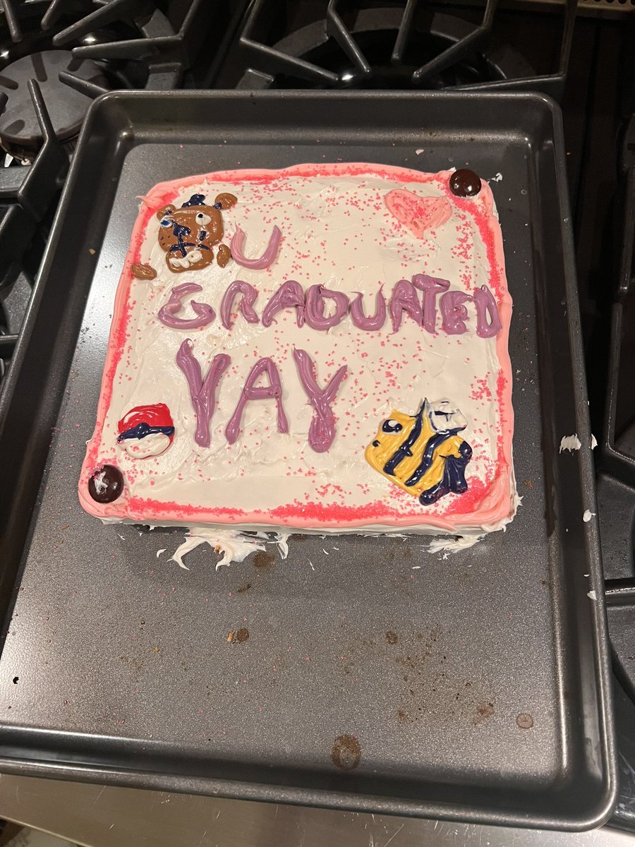 Today was my last day of high school…ever. I tested out and passed. Mckenna &amp; I made a cake