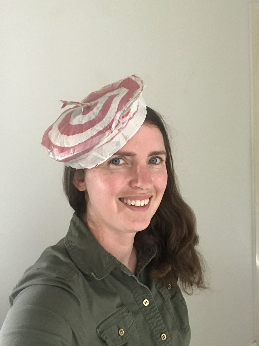 PCInnoInstitute's tweet photo. Learning to reduce, recycle, &amp; reuse plastic bags! One of our attendees made a French beret! #PCInnoInstitute #PD4PC https://t.co/dkmk03pz6q