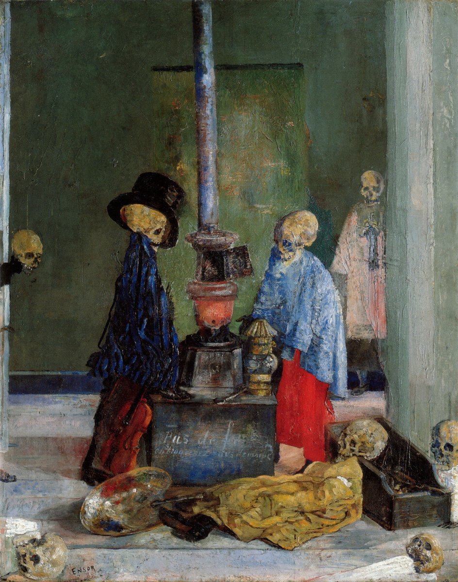 Skeletons Warming Themselves, by Belgian painter James Ensor (1889). Kimbell Art Museum.