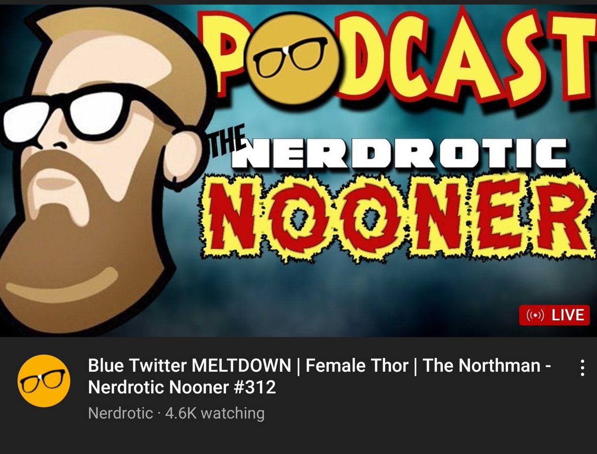 GNinjuh's tweet photo. THE 🤓#NerdroticNooner PODCAST! #0312 
#BlueTwitter #MELTDOWN ['cause #ElonMusk WINS!] | #FemaleThor still #FemaleThor | #TheNorthman, A TRUE #VikingEPIC⚔ Vs #MSM 

@Nerdrotics Brings Us All This &amp; MORE 

🔴LIVE👇🏾
💥https://t.co/9vkJCOWEOO💥
Streamrotic
https://t.co/7dm3c7fpRy https://t.co/olbX4lx1XB