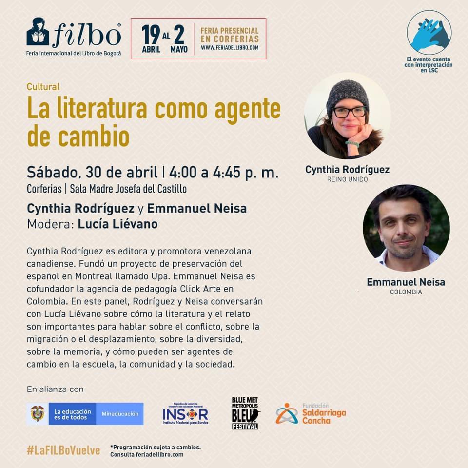 FILBogota's tweet photo. #LaFILBoVuelve con eventos diversos y accesibles. 
Compartimos la programación de la segunda semana de la #FILBo que contará con con interpretación en LSC.
¡Agéndate! 📚
#hechosporlainclusión @SaldarriagaConc @insor_colombia @Mineducacion 

🌐https://t.co/YtNs2MWnDQ https://t.co/uQPuPk8mxz