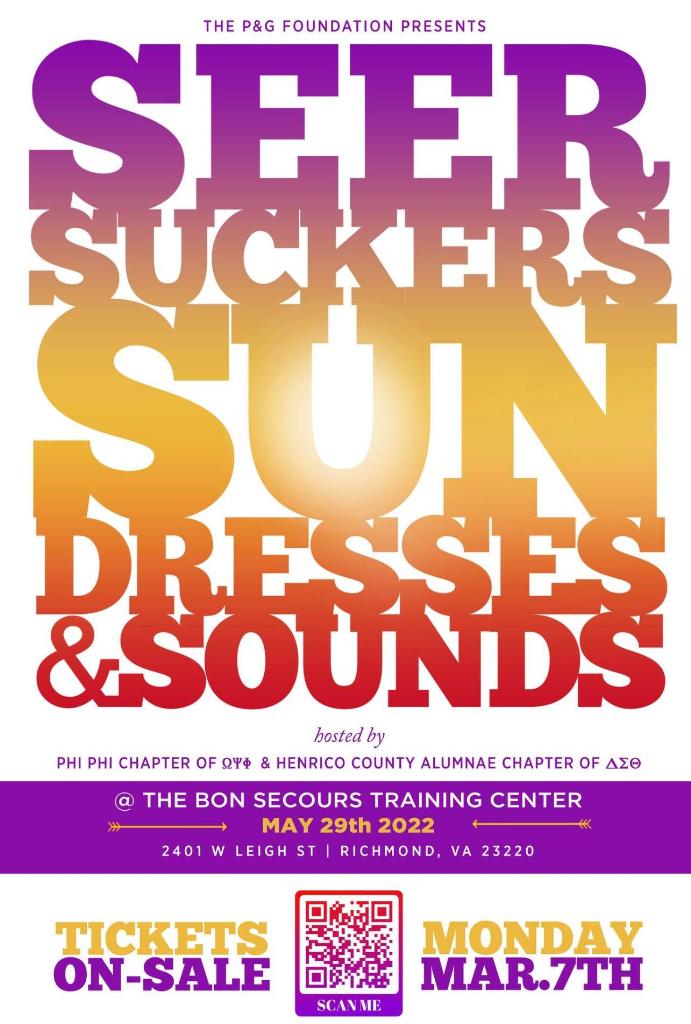 Seersuckers, Sundresses &amp; Sounds returns to kick off your summer season properly! It all happens on Sunday, May 29, 2022 @ 3:00 PM at the Bon Secours Training Center. Scan the QR code in the flyer or use this link to purchase your tickets TODAY: conta.cc/3pM6kxX