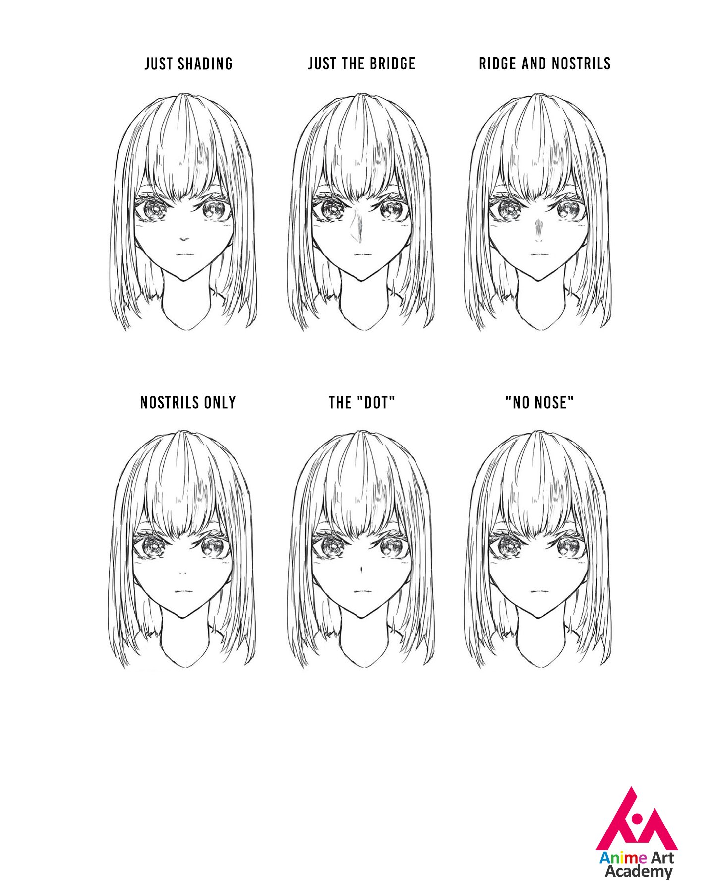 Different ways to draw anime womens noses  Anime Art Magazine