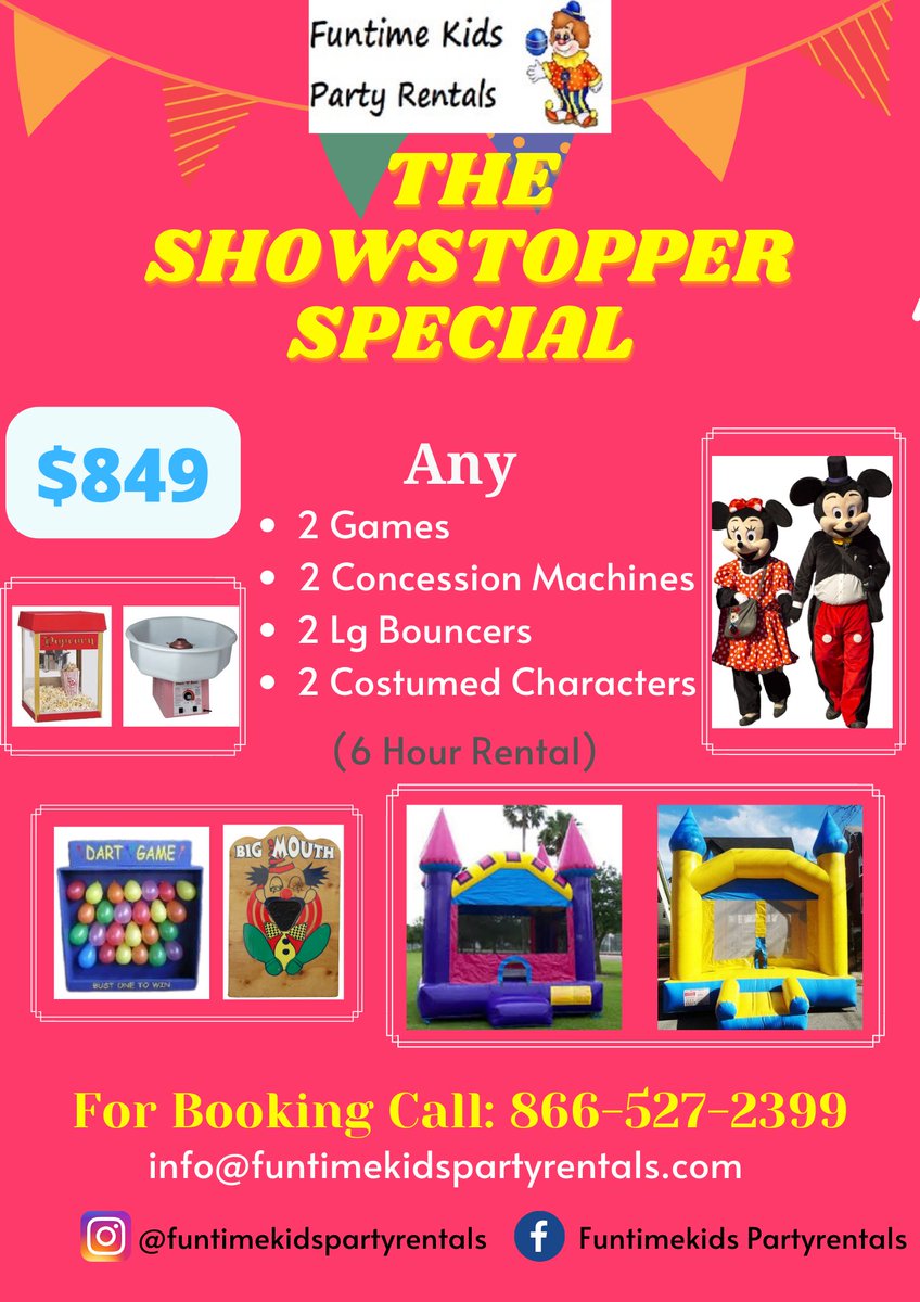 3 CONCESSION MACHINE SPECIAL - Funtime Kids Party Rentals Queens, NY