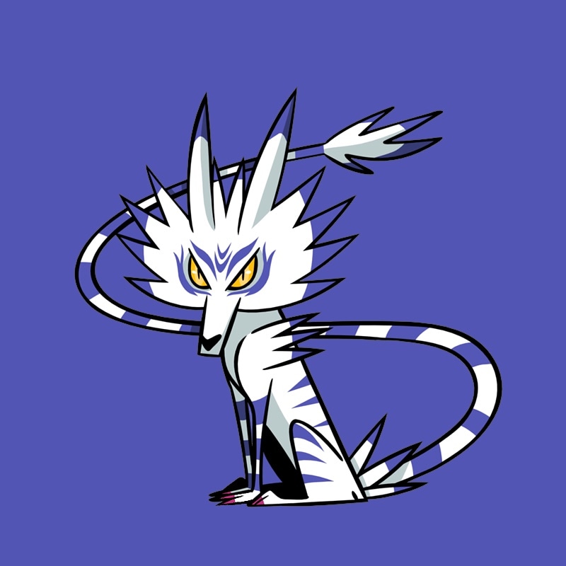 no humans simple background solo pokemon (creature) yellow eyes full body blue background  illustration images