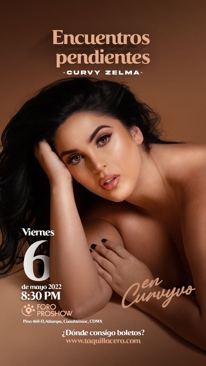 Le deseamos todo el éxito del mundo a nuestra querida <a href="/ZelmaCh/">curvyzelma</a> en su próximo concierto este 6 de mayo 👏🏻. Acompáñanos a echarle porras taquillacero.com 🥳