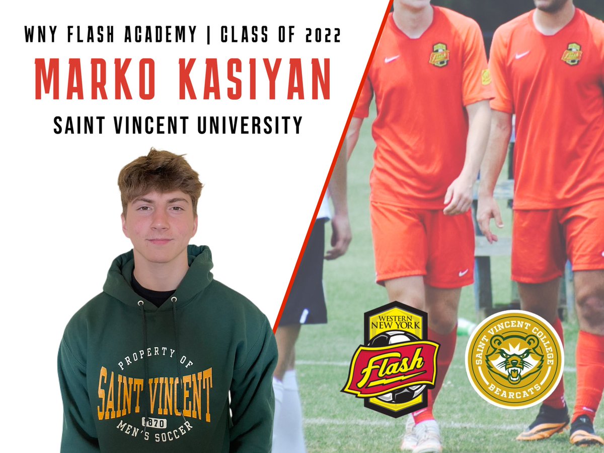 WNYFlashAcademy's tweet photo. Congratulations to Marko Kasiyan (2003/04B ECNL RL) on his commitment to continue his education and soccer playing career at St. Vincent University! ⚡️
#FlashClassOf2022
#FlashFamily
#ChangingTheLandscape https://t.co/UfVgCXGtEm